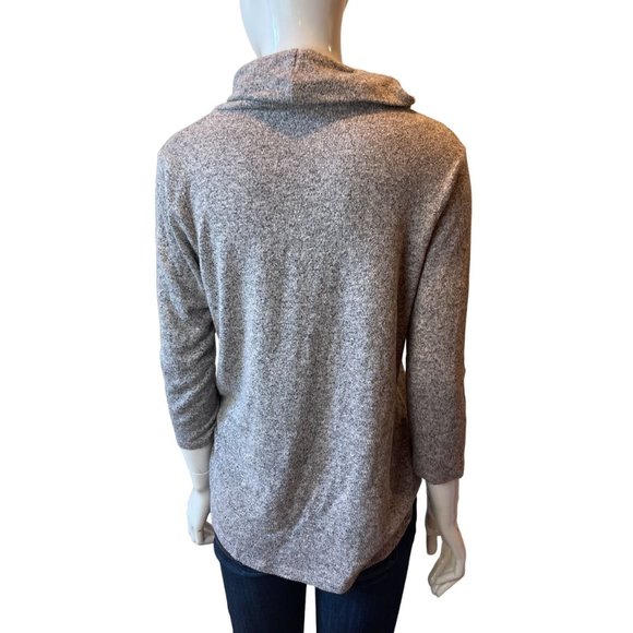 Moa Moa Womens Cowl Neck Hacci Pullover Top MTI315-BFCK Gray Size Medium - Picture 2 of 7